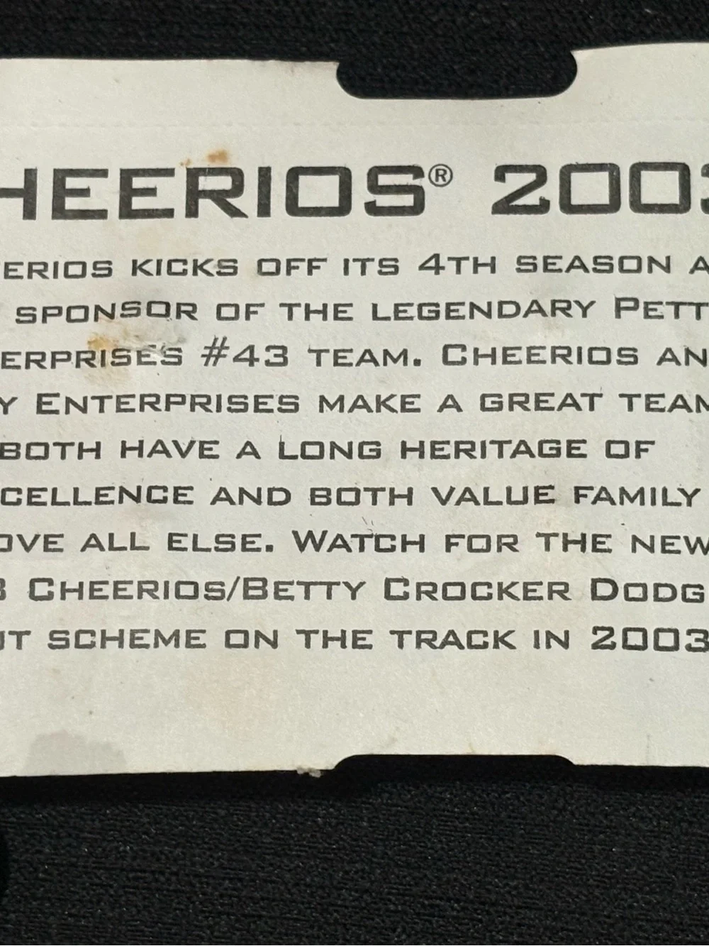 2003 General Mills Cheerios Cereal 1:64 Promo Car NASCAR 43 PETTY